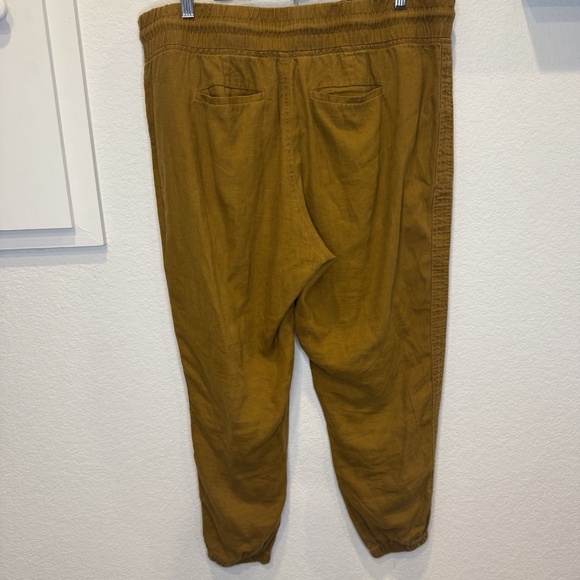 ATHLETA Cabo Jogger Women Size 16 Mustard Brown 100% Linen Drawstring Hiking - Picture 6 of 9